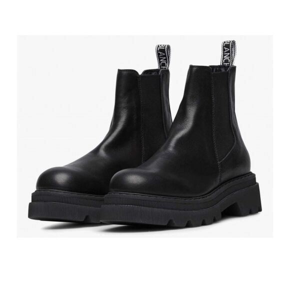 NWOB Voile Blanche Tweed 09 Black Calfskin Leather Chelsea Boots size 40 US 10 - Picture 3 of 14